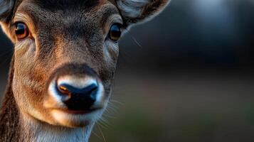 Close-up view of a deer revealing its expressive eyes in natural surroundings photo