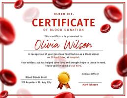 White and Red Blood Donor Certificate template