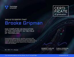 Black Modern University Certificate Template