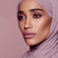 Portrait of a confident woman with elegant makeup showcasing a modern look photo