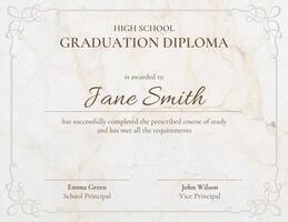 Soft Marble Texture High School Certificate template