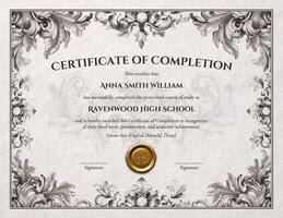 High School Diploma Certificate of Completion in Vintage Theme template