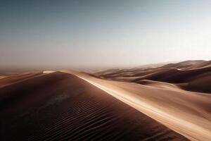Arid landscape of sand dunes in the Empty Quarter desert photo