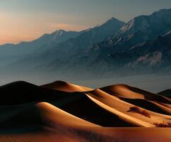 Mesquite flat sand dunes at dusk in death valley national park photo