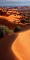 Rolling sand dunes in a vast sahara desert landscape photo