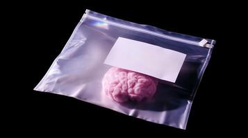 Unusual specimen encased in a sealed plastic bag for laboratory examination and study photo