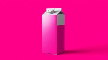 Bold pink juice carton stands out against a bright pink background in a minimalistic setting photo