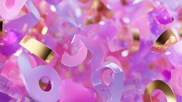 Colorful abstract composition of numbers scattered in shades of pink and gold on a vibrant background photo