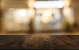 empty table top on blurred background photo
