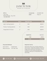 Beige Minimalist Private Tutor Invoice template