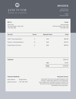 Grey Luxury Private Tutor Invoice template
