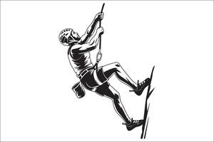 A man is climbing on a rock wall vector