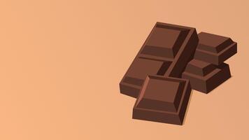 Illustration showcasing chocolate bars arranged elegantly on a pastel-toned background, emphasizing sweetness and indulgence. Perfect for use in culinary, advertising, and confectionery projects. vector