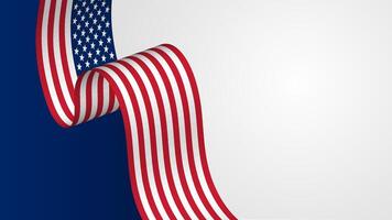 American Flag Ribbon on Blue and White Gradient Background with Stars vector