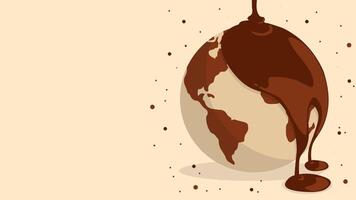 An image depicting a globe being covered in melting chocolate, symbolizing indulgence, global cuisine, and the love for sweets, with a lively, artistic, and creative visual style. vector