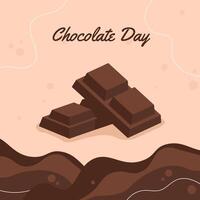 Artistic representation of celebration for Chocolate Day featuring elegant chocolate bars on a decorative background, conveying joy and sweetness. vector