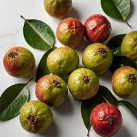 Guava on Textured Stone Surface photo
