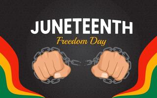 Juneteenth banner design background, with fist , freedom symbol. red, yellow, green color background. Juneteenth event graphic, freedom day, suitable for poster, banner, and social media post vector