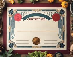 Artisan certificate design featuring intricate calligraphy and decorative elements photo