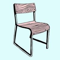 Pink Wooden Chair Illustration, Simple Design vector