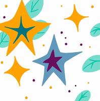 Abstract Colorful Stars and Leaves Pattern vector