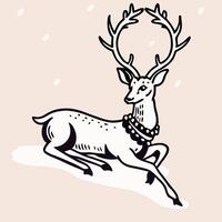 Elegant Reindeer Illustration Black and White Christmas Design vector