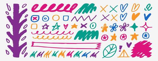 Colorful Hand Drawn Doodle Elements Design Graphics vector
