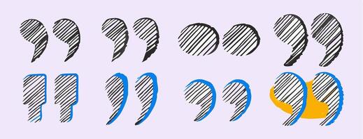 Hand drawn Quotation Marks Set of Graphic Design Elements vector
