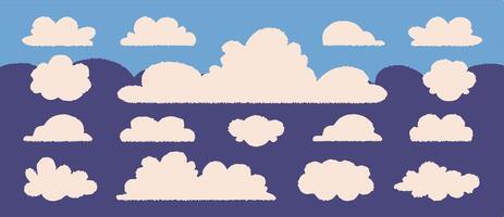Collection of Cartoon Clouds Sky and Landscape Design Elements vector