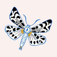 Black and White Moth Illustration, Graphic Design vector