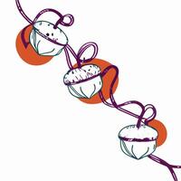 Three Acorns Connected by Vine, Autumn Design vector