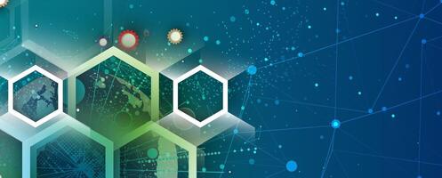 the future of the internet of things with hexagons vector