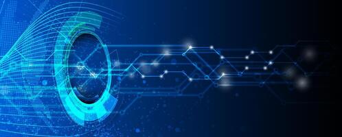 technology circuit background with a circle and lines vector