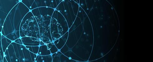 the brain is surrounded by a network of dots and circles vector
