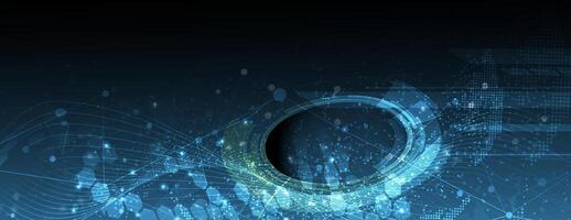 abstract glow technology background with circles and lines vector