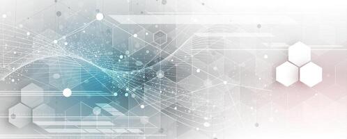 abstract technology grey background with lines and dots vector