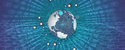 the world is surrounded by dots and lines vector