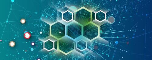 Geometric hexagon abstract background with simple polygonal elements. Medical, business, technology vector