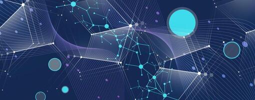 abstract dark background with blue dots and lines vector