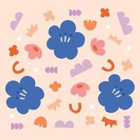 Whimsical Floral Composition Doodle Element with Abstract Shapes vector