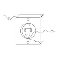 one line art Electrical Outlet illustration. line art, one continuous line, simple, hand drawn and sketch style. for icons, symbols, signs or logos vector