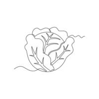 one line art Cabbage illustration. line art, one continuous line, simple, hand drawn and sketch style. for icons, symbols, signs or logos vector