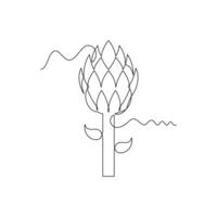 one line art Artichoke illustration. line art, one continuous line, simple, hand drawn and sketch style. for icons, symbols, signs or logos vector