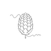one line art Pine Cone illustration. line art, one continuous line, simple, hand drawn and sketch style. for icons, symbols, signs or logos vector