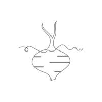 one line art Jicama illustration. line art, one continuous line, simple, hand drawn and sketch style. for icons, symbols, signs or logos vector