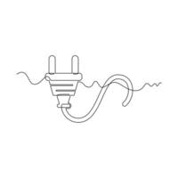 one line art Electrical Plug illustration. line art, one continuous line, simple, hand drawn and sketch style. for icons, symbols, signs or logos vector