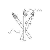 one line art Asparagus illustration. line art, one continuous line, simple, hand drawn and sketch style. for icons, symbols, signs or logos vector