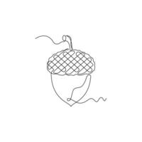 one line art Oak Nut illustration. line art, one continuous line, simple, hand drawn and sketch style. for icons, symbols, signs or logos vector