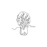 one line art Bok Choy illustration. line art, one continuous line, simple, hand drawn and sketch style. for icons, symbols, signs or logos vector