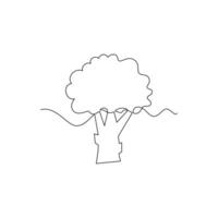 one line art Broccoli illustration. line art, one continuous line, simple, hand drawn and sketch style. for icons, symbols, signs or logos vector